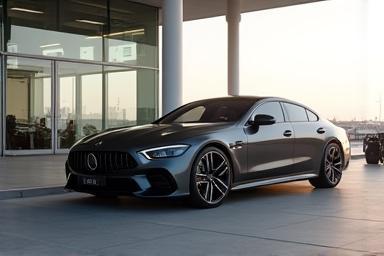 Luxury car at airport terminal