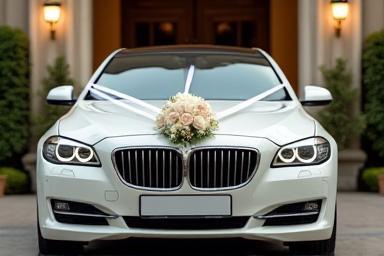 Luxury car decorated for a wedding